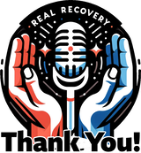 Thank you image in the real recovery podcast logo design