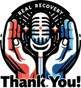 Thank you image in the real recovery podcast logo design