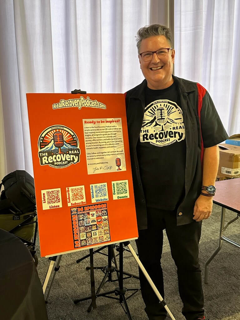 Recover Out Loud event podcast, Skyler Ray live recovery music, 4D Recovery peer support podcast, True Colors Recovery interview, addiction recovery stories podcast